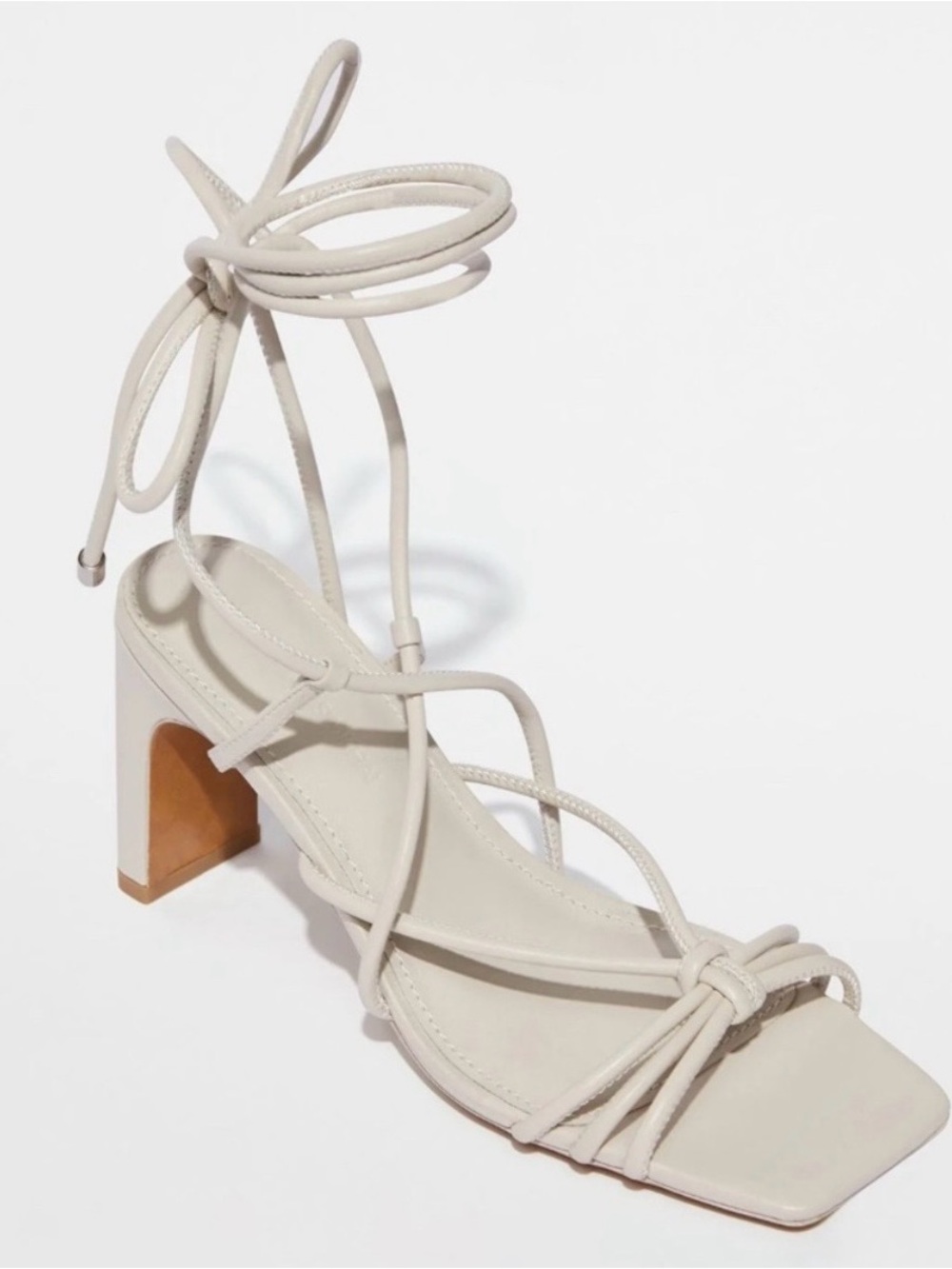 Jonathan Simkhai Cream Lace-Up Strappy Sandals